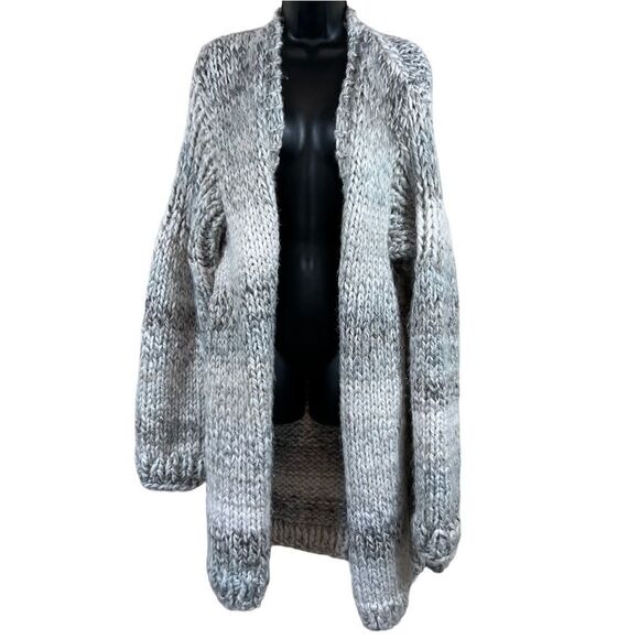Extra Chunky Hand Knit Open Front Long Cardigan Sweater - Picture 1 of 10